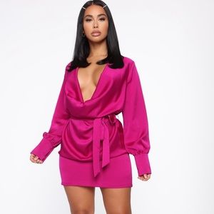 Trendy Magenta Satin Dress (NWOT)